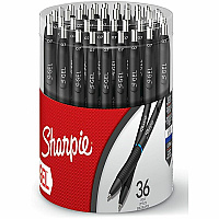 Sharpie S-Gel Pens 0.7 mm, Bullet Pen Point - Retractable - Blue Ink - Gel-based - Black Barrel - 36 / Box (2208552)
