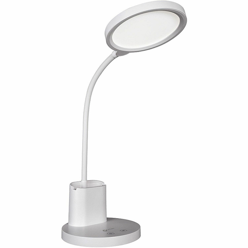 OttLite Rechargeable LED Lamp w/Phone Holder LED Bulb - Rechargeable Battery, USB Charging, Flexible Neck, ClearSun LED, Adjustable Height, Adjustable Angle - Desk Mountable - White - for Desk, Dining Room, Craft Area, Work Area - 1 Each (CSR1600CSHPR)