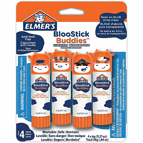 Elmer's Disappearing Color School Glue Sticks 0.21 oz - Blue - 4 / Pack (2213740)