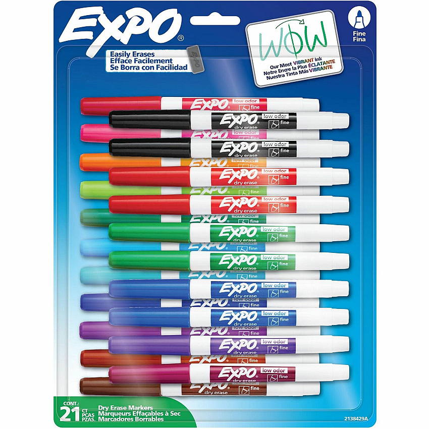 Expo Low-Odor Dry Erase Markers Fine Marker Point - Assorted Ink/ - 21 / Pack (2138429A)