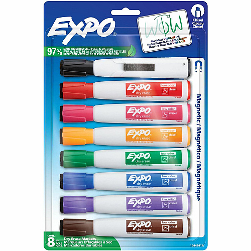 Expo Magnetic Dry-erase Marker Chisel Marker Point - Erasable - Assorted Ink/ - 8 / Pack (1944741A)