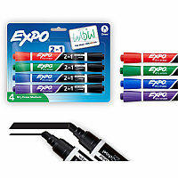 Expo 2-in-1 Dry Erase Markers Chisel Marker Point - Erasable - Assorted Ink/ - 4 / Pack (1944655A)