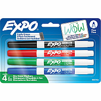 Expo Low-Odor Dry Erase Markers Fine Marker Point - Erasable - Assorted Ink - Dry - 4 / Set (86674A)
