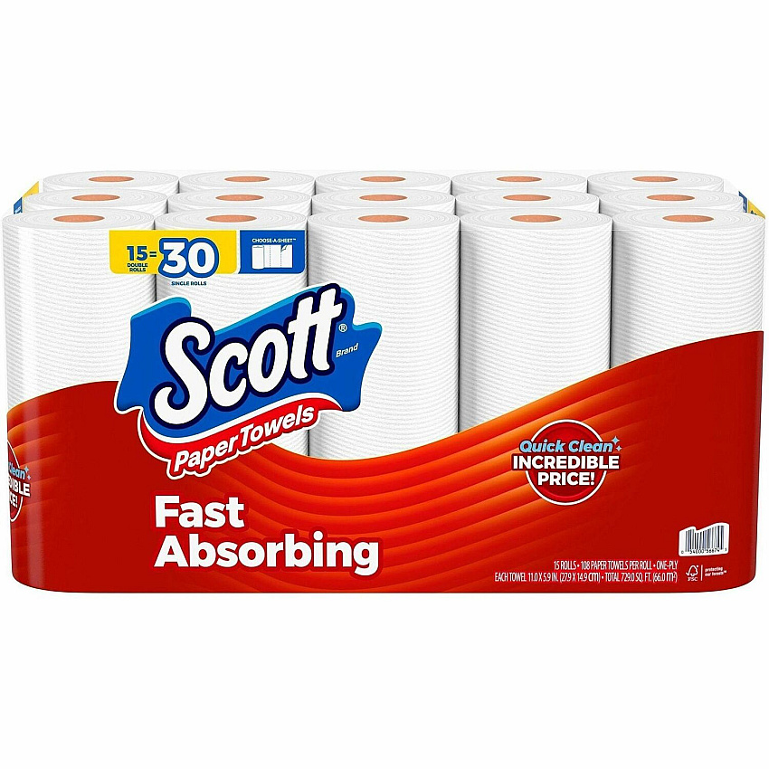 Scott Choose-A-Sheet Paper Towels White - Fiber Paper - 15 / Pack (56674)