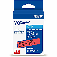 Brother Label Tape x 11/32" Width - Tape - Red - Water Resistant - Laminated - 1 Each (TZE421G)