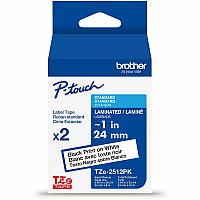Brother P-touch TZe Label Tape x 15/16" Width x 26 1/4 ft Length - Tape - White - Polyethylene - Water Resistant - Laminated - High Durable, Wear Resistant, Tear Resistant, Fade Resistant, Abrasion Resistant, Temperature Resistant, Split Back (TZE2512PKG)