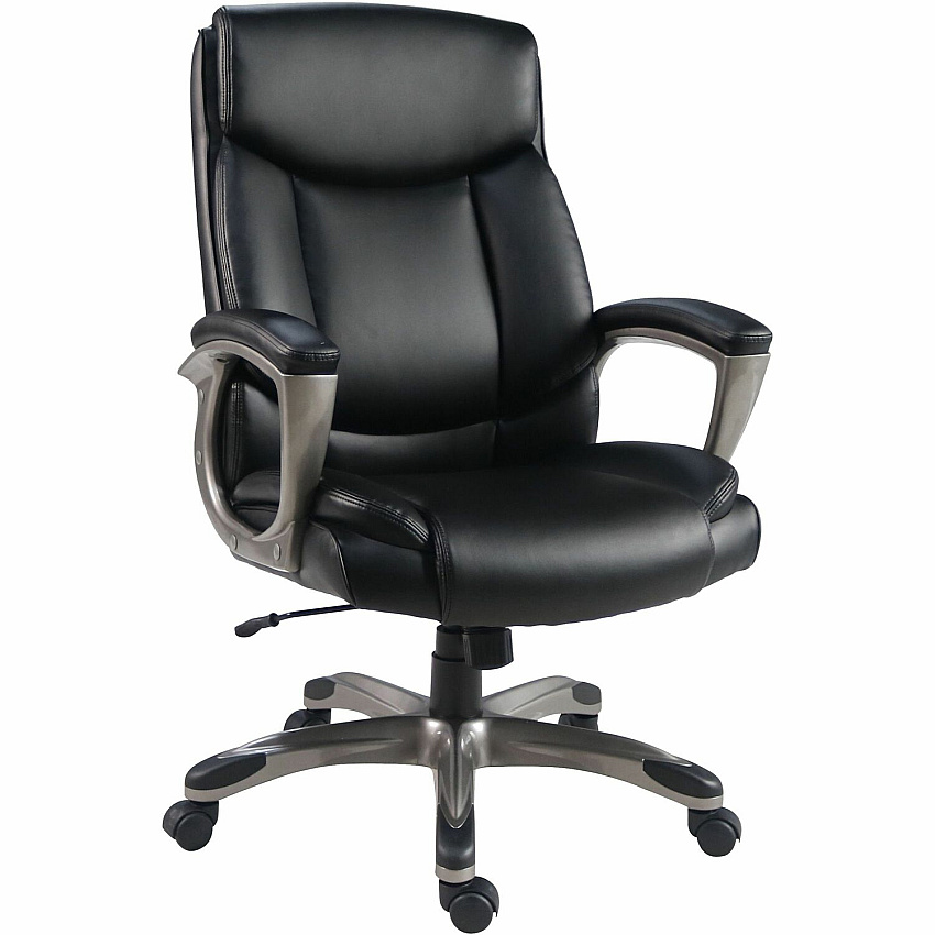 Lorell High-Back Manager Chair Polyurethane Seat Material - Polyurethane Back Material - High Back - Black - Armrest - 1 Each (63270)