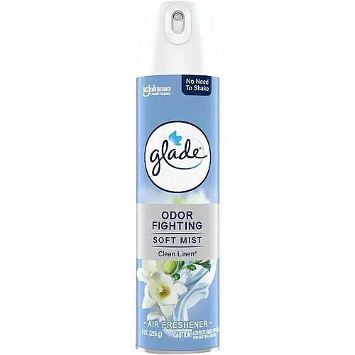 Glade Air Freshener Spray Spray - 8 fl oz (0.3 quart) - Clean Linen - Odor Neutralizer, Long Lasting, Phthalate-free, Paraben-free - 6 / Carton (377341CT)