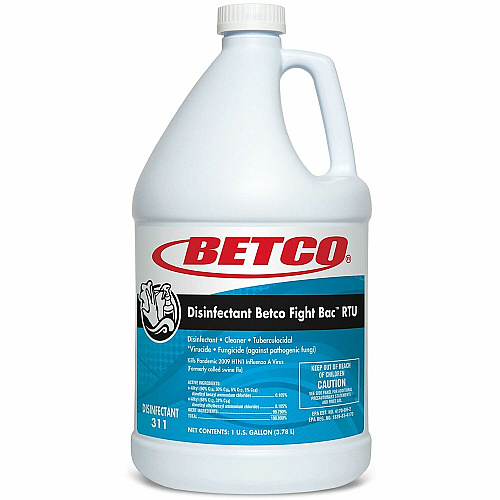Betco Fight-Bac RTU Disinfectant Cleaner For Multipurpose - Ready-To-Use - Spray - 128 fl oz (4 quart) - 11.7 pH - Citrus Floral Scent - Non-porous, Quick Drying, Virucidal, Disinfectant, Anti-bacterial, Rinse-free, Deodorize - Clear - 4 / Car (3110400CT)