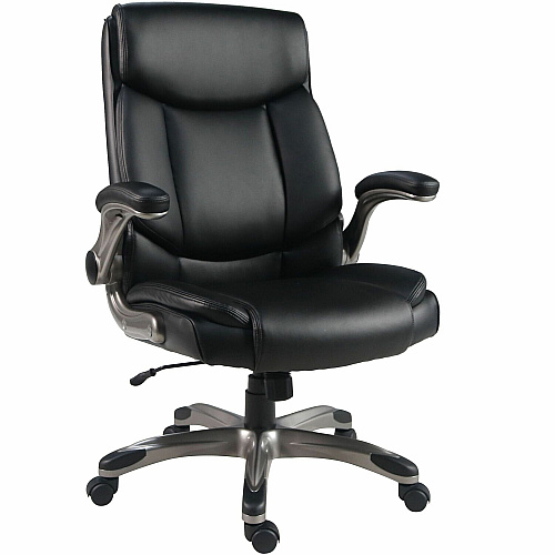 Lorell High-Back Manager Chair Polyurethane Seat Material - Polyurethane Back Material - High Back - Black - Armrest - 1 Each (63271)