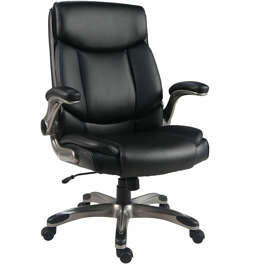 Lorell High-Back Manager Chair Polyurethane Seat Material - Polyurethane Back Material - High Back - Black - Armrest - 1 Each (63271)