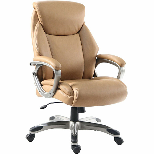 Lorell High-Back Executive Chair Polyurethane Seat Material - Polyurethane Back Material - High Back - Caramel - Armrest - 1 Each (63292)