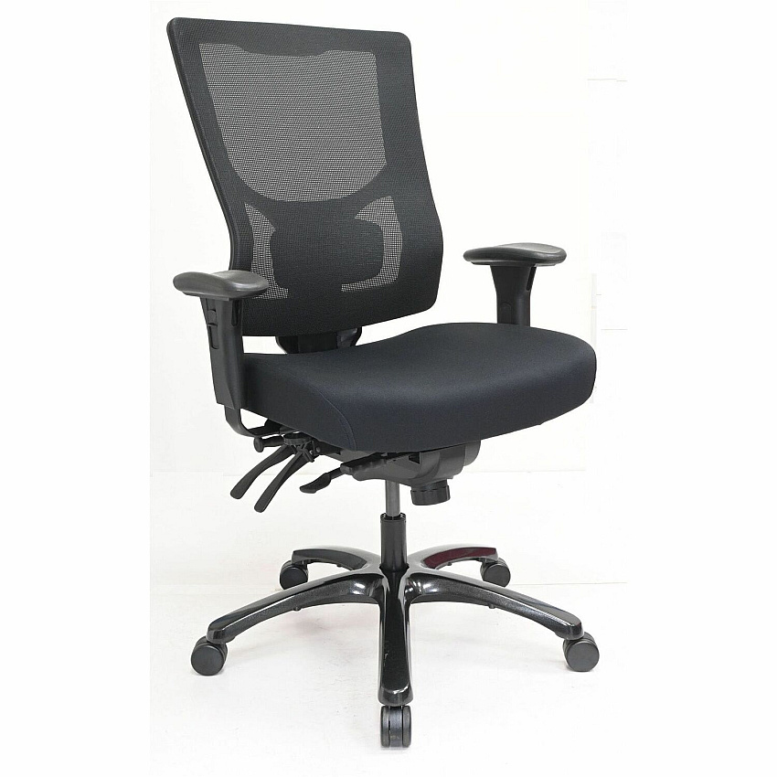 Lorell Big & Tall Mesh High-Back Chair Polyurethane, Molded Foam, Fabric Seat Material - Mesh Back Material - High Back - Black - Armrest - 1 Each (62010)