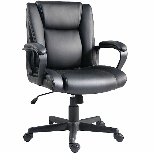 Lorell SOHO Mid-back Chair Mid Back - Black - PU Leather - Armrest - 1 Each (81810)