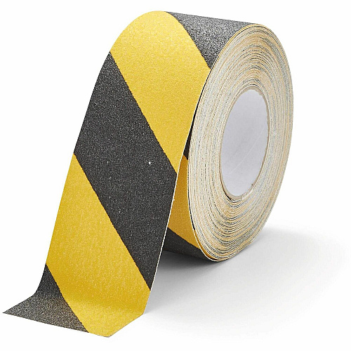 DURABLE Anti-Slip Tape DURALINE GRIP 75 mm color 16.40 yd Length x 2.95" Width x 27.6 mil Thickness - Yellow, Black - Aluminum, Plastic - Abrasion Resistant, Slip Resistant - For Floor Marking, Ramp, Industrial, Outdoor, Indoor - 1 Roll (1085130)