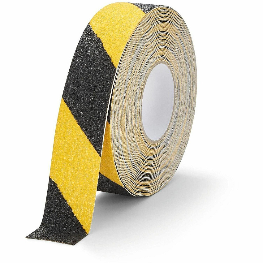 DURABLE Floor Marking Tape DURALINE GRIP+ 50mm color 16.40 yd Length x 1.97" Width x 27.6 mil Thickness - Yellow, Black - Aluminum, Plastic - Abrasion Resistant, Slip Resistant - For Floor Marking, Ramp, Industrial, Outdoor, Indoor - 1 Roll (1097130)