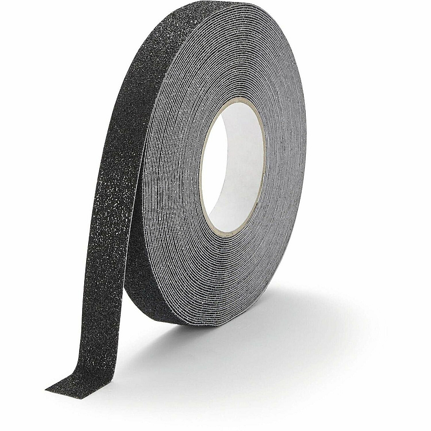 DURABLE Floor Marking Tape DURALINE GRIP+ 25mm 16.40 yd Length x 0.98" Width x 27.6 mil Thickness - Black - Aluminum, Plastic - Abrasion Resistant, Slip Resistant - For Floor Marking, Ramp, Outdoor, Indoor, Industrial - 1 Roll (109401)
