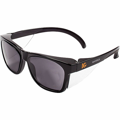 Ansell Health V30 Maverick Safety Glasses Universal - Eye, UVA, UVB, UVC, Fog Protection - Polycarbonate - Smoke Lens - Black Frame - Durable, Lightweight, Comfortable, Anti-fog, Side Shield, Wraparound Frame, Anti-scratch, Impact Resistant - 12 (49311BX)