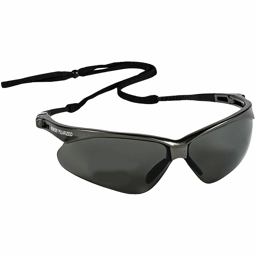 Ansell Health Nemesis Safety Glasses Recommended for: Construction, Manufacturing, Workplace, Home, Shooting, Industrial, Outdoor - Eye, UVA, UVB, UVC, Smoke, Sun Protection - Polycarbonate - Polarized Smoke Lens - Gunmetal Frame - Wraparound Fr (28635BX)