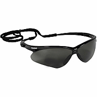 Ansell Health Nemesis Safety Glasses Recommended for: Manufacturing, Construction - Eye, UVA, UVB, UVC, Fog Protection - Polycarbonate - Smoke Lens - Black Frame - Anti-fog, Wraparound Frame, Sweat Resistant, Flexible, Neck Cord, Non-slip, Durab (22475CT)