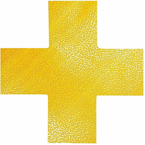 DURABLE Floor Marking Shape: Cross - 10 PK 3.9" Width x 5.9" Depth - Cross Shape - Abrasion Resistant, Permanent Adhesive, Slip Resistant, Easy Installation, Self-adhesive, Durable - Safety, Indoor, Driving Area, Walking Area - Plastic - Yellow - (170104)
