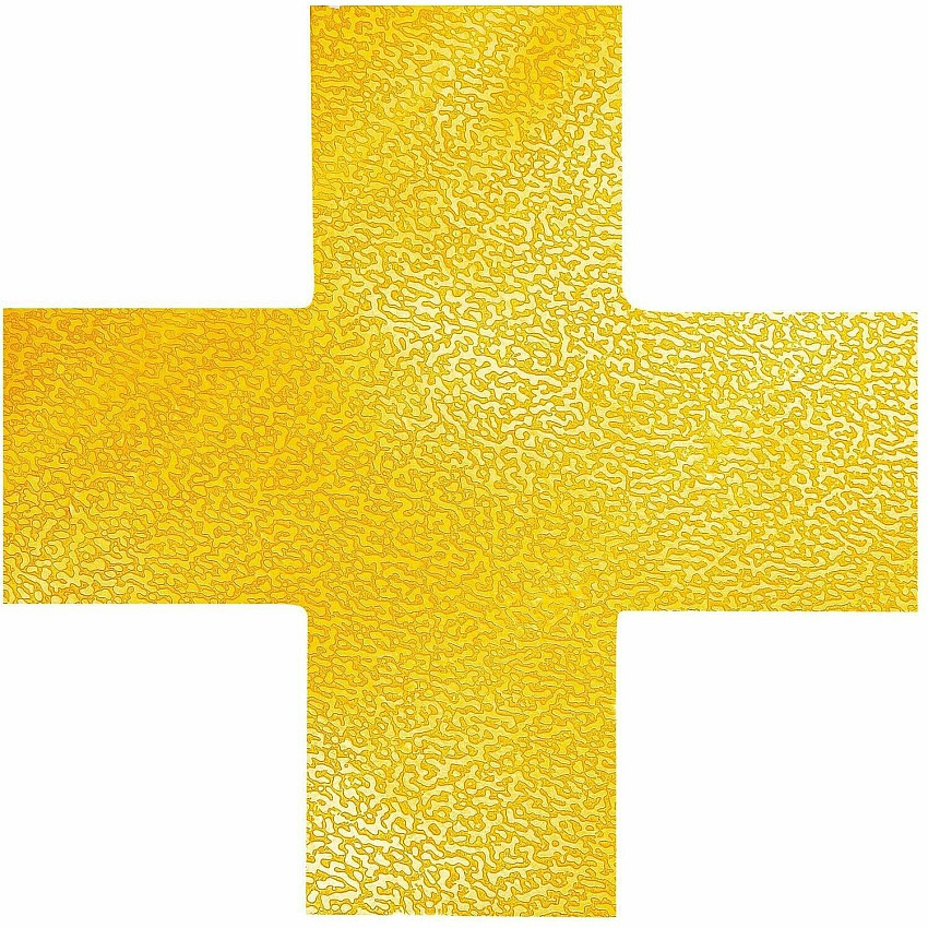 DURABLE Floor Marking Shape: Cross - 10 PK 3.9" Width x 5.9" Depth - Cross Shape - Abrasion Resistant, Permanent Adhesive, Slip Resistant, Easy Installation, Self-adhesive, Durable - Safety, Indoor, Driving Area, Walking Area - Plastic - Yellow - (170104)