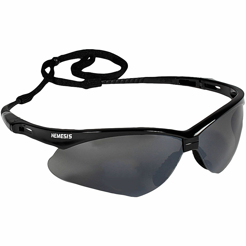 Ansell Health Nemesis Safety Glasses Recommended for: Construction, Manufacturing, Workplace, Home, Shooting, Industrial, Eye - Universal - Eye, UVA, UVB, UVC Protection - Polycarbonate - Smoke Lens - Black Frame - Non-slip, Wraparound Frame, Fl (25688BX)