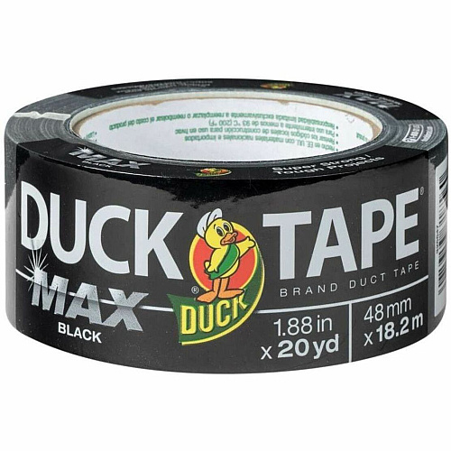Duck Max Strength Packaging Tape 20 yd Length x 1.88" Width - Black - Rubber Adhesive - For Packaging, Wood, Plastic, Glass, Sealing, Bundling - 1 Each (241619)