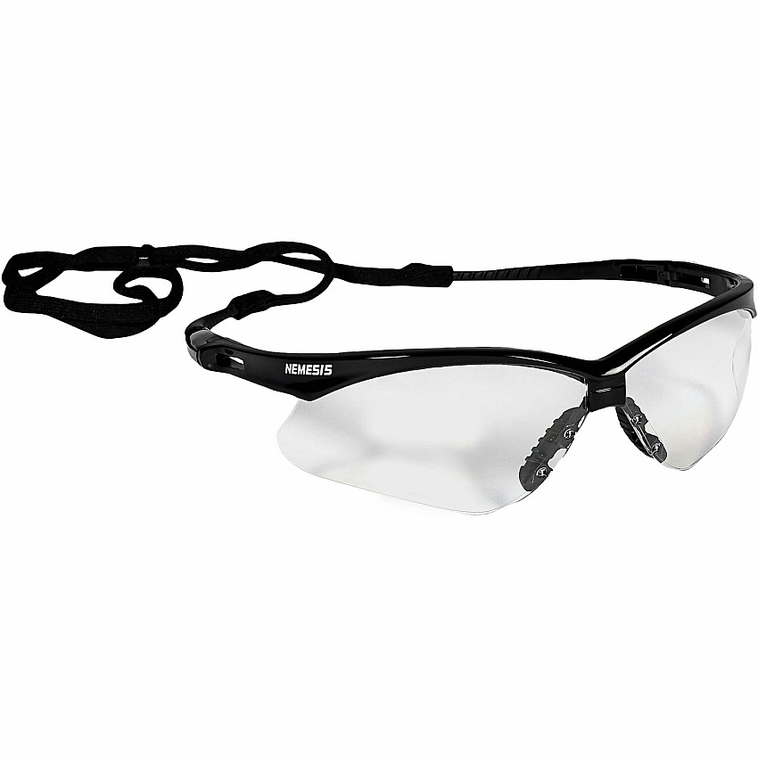 Ansell Health Nemesis Safety Glasses Recommended for: Workplace, Home, Construction, Manufacturing, Shooting, Industrial - Universal - Eye, Fog, UVA, UVB, UVC Protection - Polycarbonate - Clear Lens - Black Frame - Anti-fog, Durable, Lightweight (25679BX)