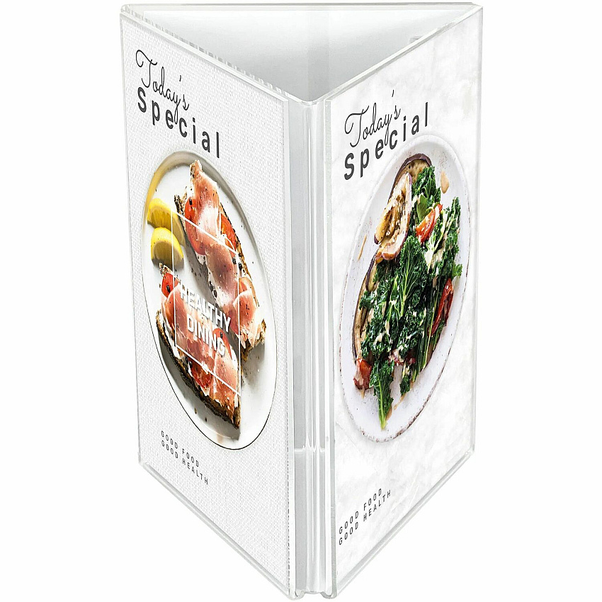 Deflecto 3-Sided Sign/Menu Holder Support 4" x 6" Media - Plastic, Polystyrene - Clear - 1 Each (4444)