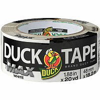 Duck Max Strength Packaging Tape 20 yd Length x 1.88" Width - White - Rubber Adhesive - For Packaging, Wood, Plastic, Glass, Sealing, Bundling - 1 Each (241620)
