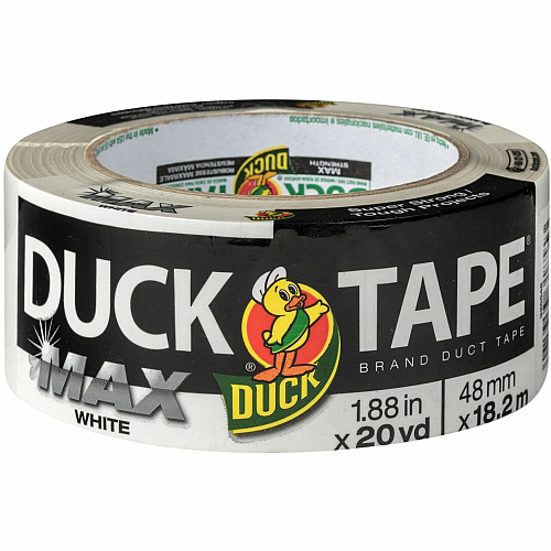 Duck Max Strength Packaging Tape 20 yd Length x 1.88" Width - White - Rubber Adhesive - For Packaging, Wood, Plastic, Glass, Sealing, Bundling - 1 Each (241620)