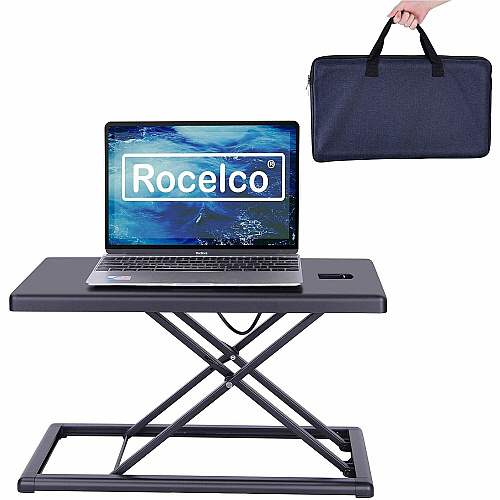 Rocelco Compact & Portable Desk Riser 11 lb Load Capacity - 15" Height x 10" Width x 19" Depth - Desk - Black - For Notebook, Mouse, Keyboard, Travel, Hotel, Dorm Room, Boardroom, Presentation - Compact, Portable, Sit-stand, Ergonomic, Lightweight (RPDRB)