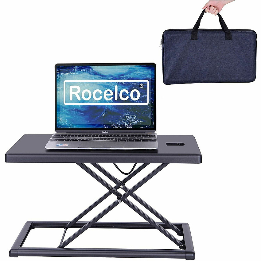 Rocelco Compact & Portable Desk Riser 11 lb Load Capacity - 15" Height x 10" Width x 19" Depth - Desk - Black - For Notebook, Mouse, Keyboard, Travel, Hotel, Dorm Room, Boardroom, Presentation - Compact, Portable, Sit-stand, Ergonomic, Lightweight (RPDRB)