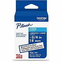 Brother Genuine P-touch TZe141 BK on CLR Label Tape, Laminated, 18mmX8m (TZE141G)