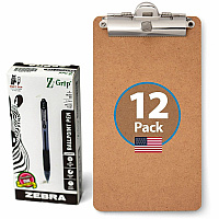 Officemate Memo/Receipt-Sized Clipboards with Zebra Pens Storage for Receipt - Hardboard - Wood - 1 Carton (83157)