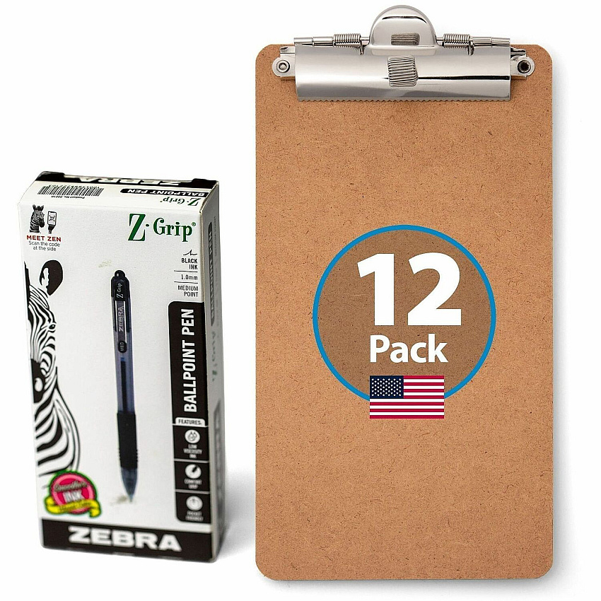 Officemate Memo/Receipt-Sized Clipboards with Zebra Pens Storage for Receipt - Hardboard - Wood - 1 Carton (83157)