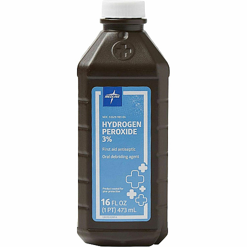 Medline 3 Percent USP Hydrogen Peroxide For Cleaning, Minor Cut, Burn, Abrasion, Cut - 16 fl oz - 12 / Carton (MDS098001ZCT)
