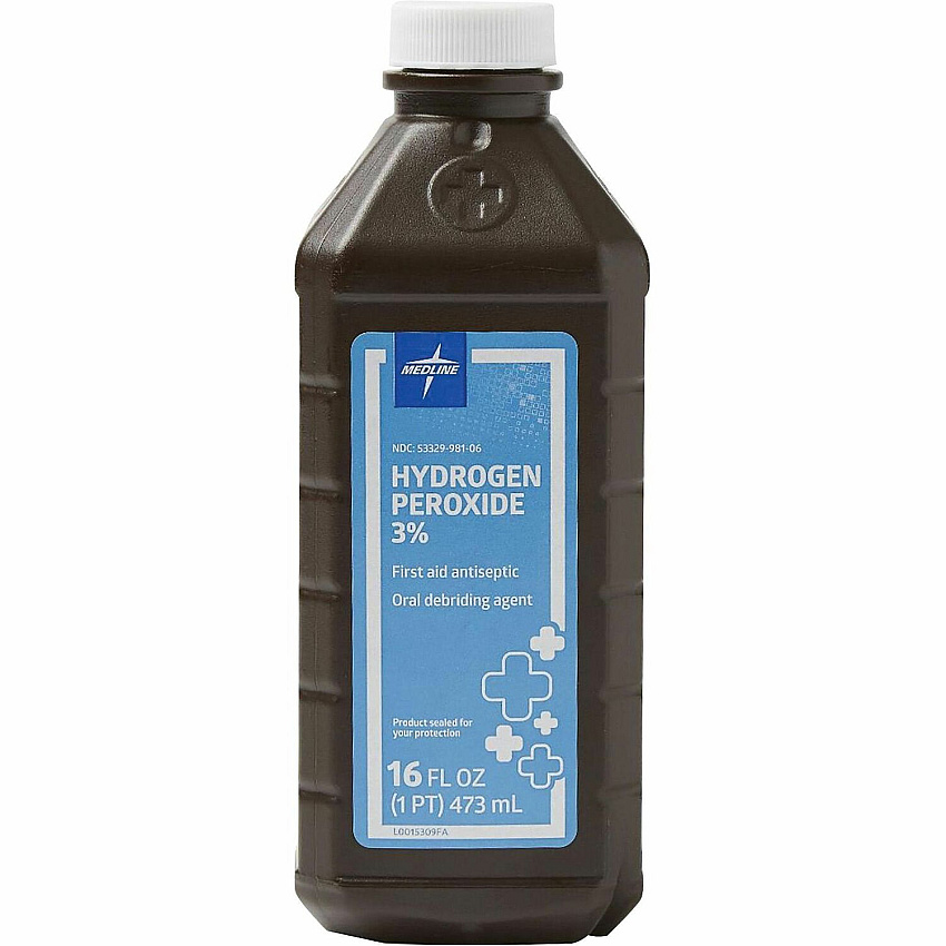 Medline 3 Percent USP Hydrogen Peroxide For Cleaning, Minor Cut, Burn, Abrasion, Cut - 16 fl oz - 12 / Carton (MDS098001ZCT)