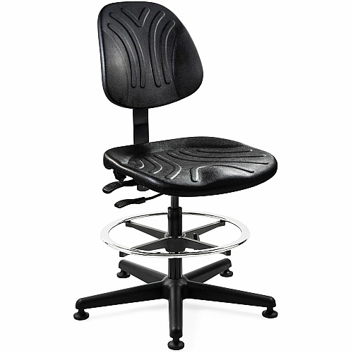 BEVCO Dura Series Heavy-Duty Chair Polyurethane Seat Material - Black Back Color - High Back - 5-star Base - Black - 1 Each (7501D)