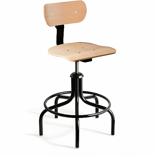 BEVCO Plywood Series Chair Natural Wood Seat Color - Maple, Plywood Seat Material - Plywood Back Material - Black Frame Color - Round Leg, 5-star Base - 1 Each (15025)