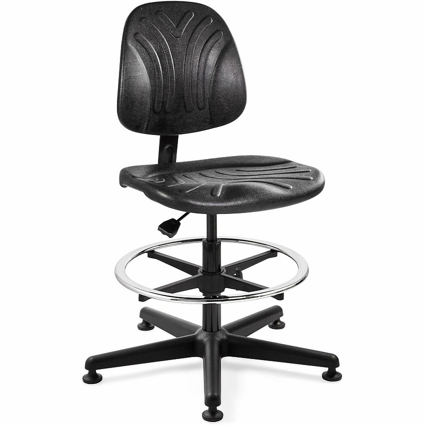 BEVCO Dura Series Heavy-Duty Chair Polyurethane Seat Material - High Back - 5-star Base - Black - 1 Each (7500D)