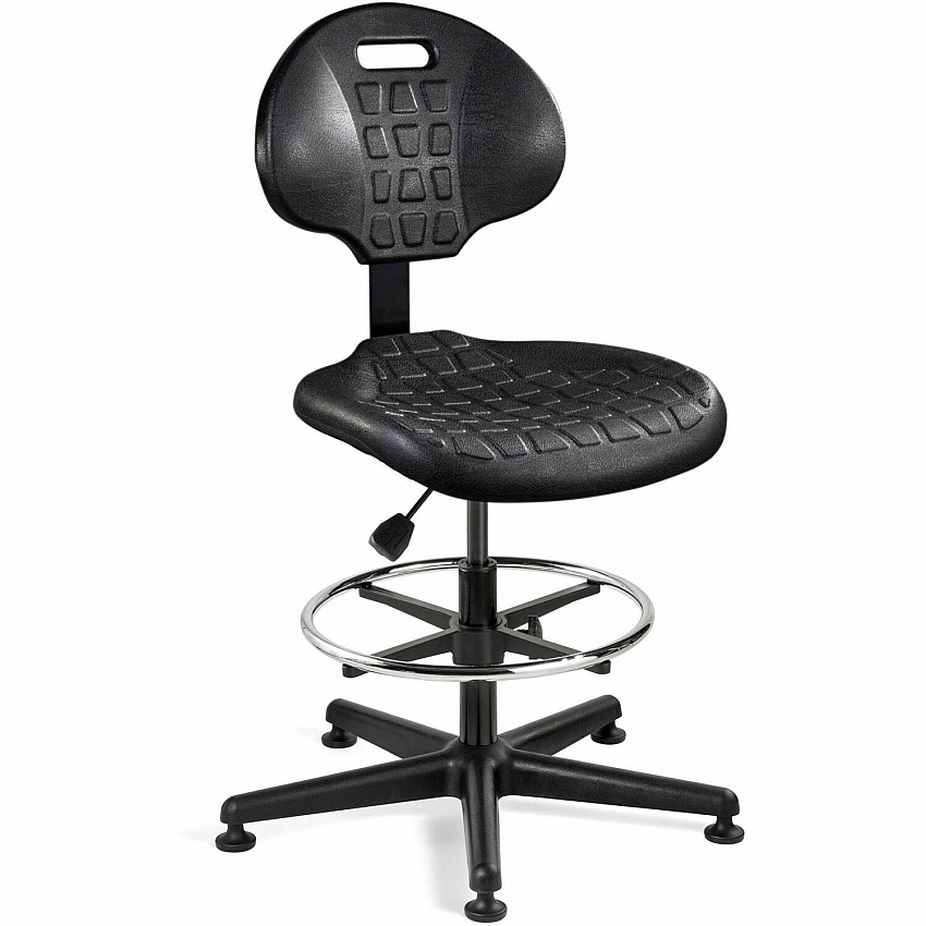 BEVCO Everlast Series Chair Polyurethane Seat Material - High Back - 5-star Base - Black - 1 Each (7500BLK)