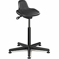 BEVCO Sit Stand Series Stool Black Seat Color - Polyurethane Seat Material - 5-star Base - Black - 1 Each (3505)