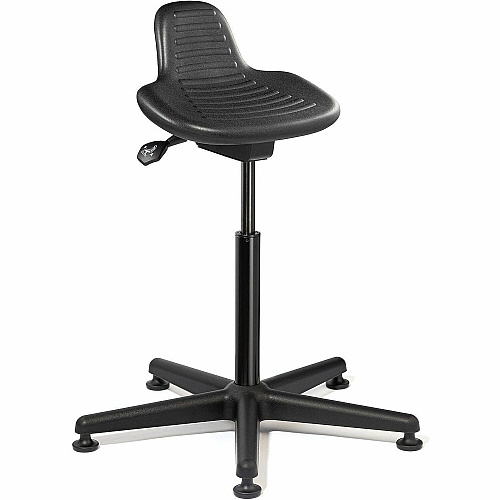 BEVCO Sit Stand Series Stool Black Seat Color - Polyurethane Seat Material - 5-star Base - Black - 1 Each (3505)