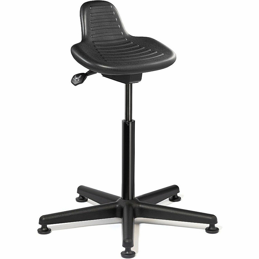 BEVCO Sit Stand Series Stool Black Seat Color - Polyurethane Seat Material - 5-star Base - Black - 1 Each (3505)