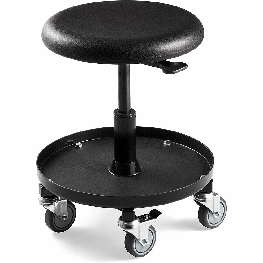 BEVCO Maintenance Repair Stool Polyurethane Seat Material - 5-star Base - Black - 1 Each (3057)