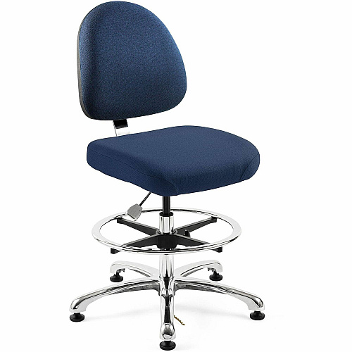 BEVCO Integra Series Chair Medium Back - 5-star Base - Navy, Chrome - Fabric - 1 Each (9550MENVY)