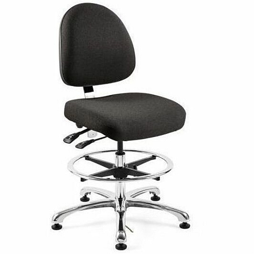BEVCO Integra Series Chair Medium Back - 5-star Base - Navy, Chrome - Fabric - 1 Each (9350MENVY)
