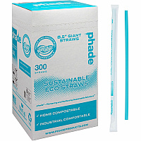Phade Compostable Straws 8.5" Height x - Polyhydroxyalkanoate (PHA) - Caribbean Blue - 300 / Box (511180)